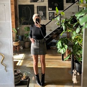 All Saints grey denim skirt w/ studding detailing